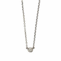 14K White Gold Diamond Bezel Necklace