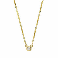 14K Yellow Gold Diamond Bezel Necklace