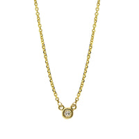 14K Yellow Gold Diamond Bezel Necklace