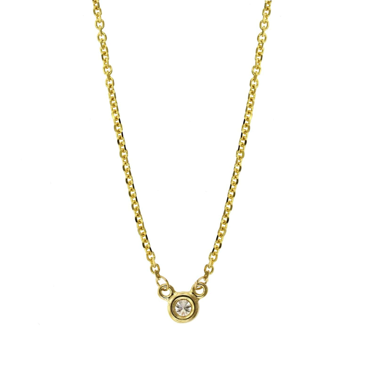 14K Yellow Gold Diamond Bezel Necklace