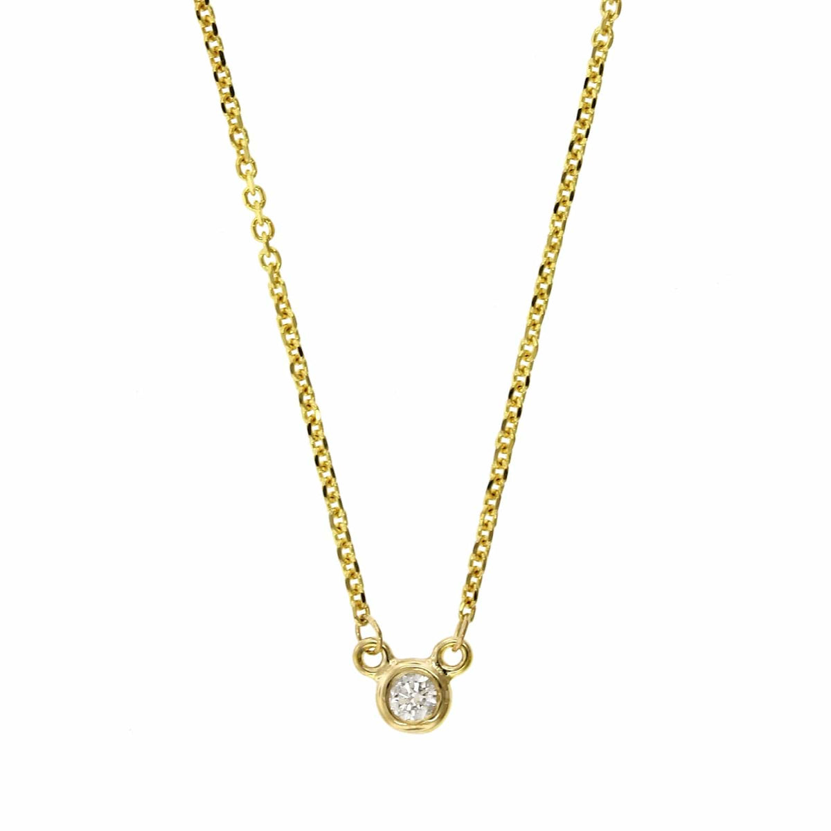 14K Yellow Gold Diamond Bezel Necklace