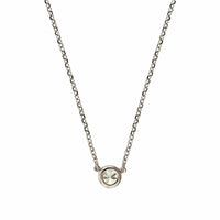 14K White Gold Diamond Bezel Necklace