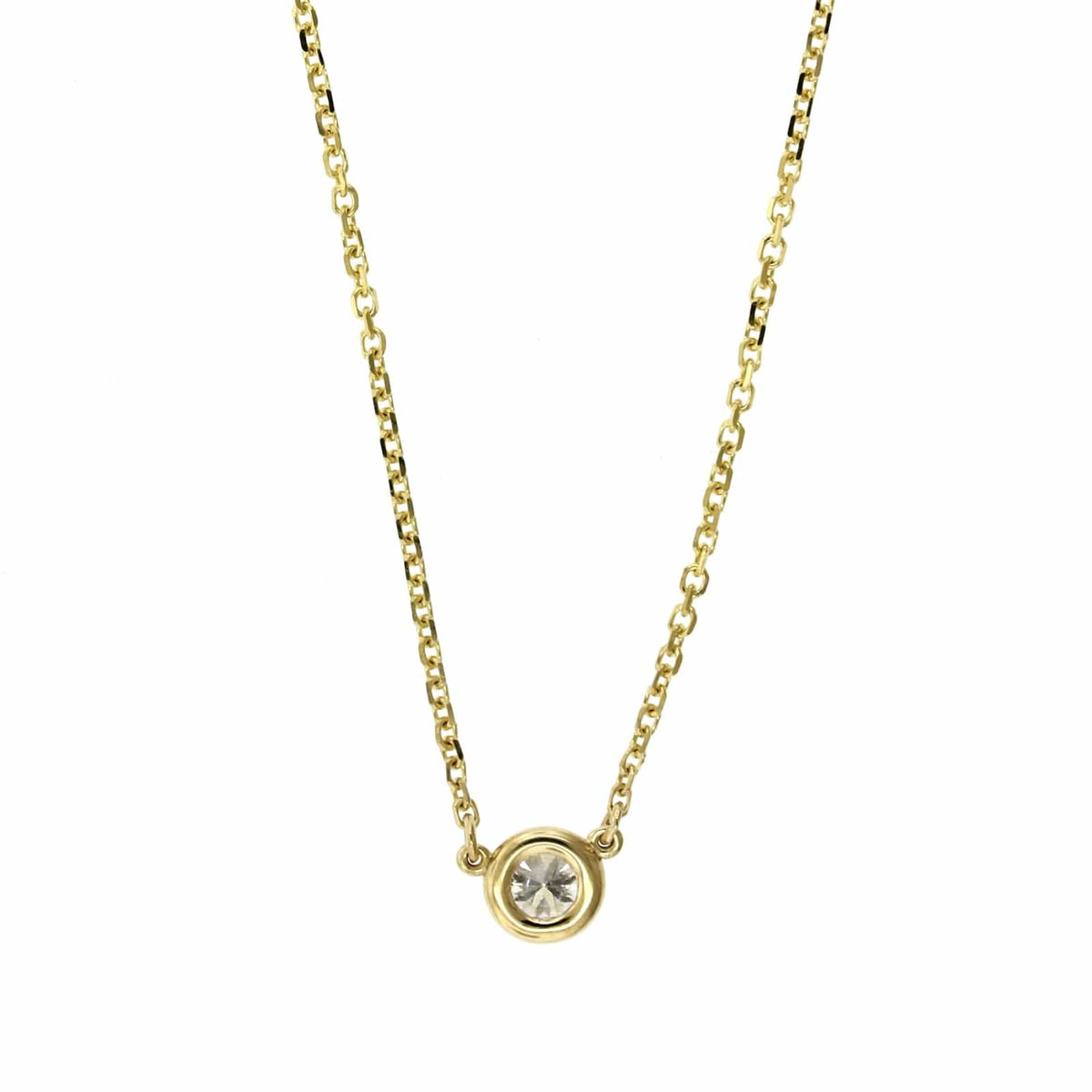 14K Yellow Gold Diamond Bezel Necklace