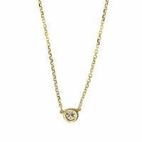14K Yellow Gold Diamond Bezel Necklace