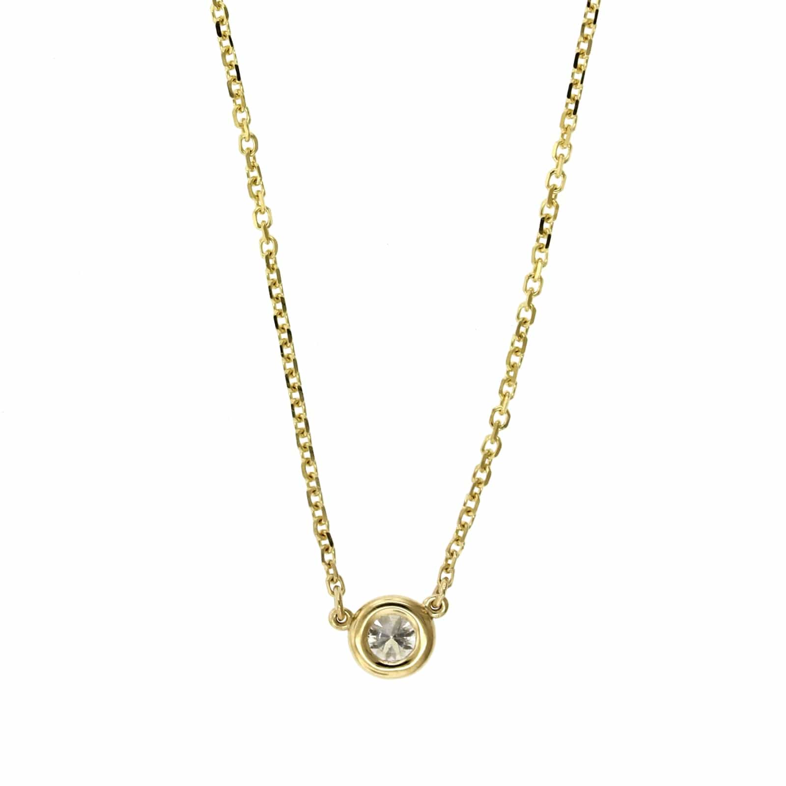 14K Yellow Gold Diamond Bezel Necklace