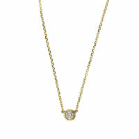 14K Yellow Gold Diamond Bezel Necklace