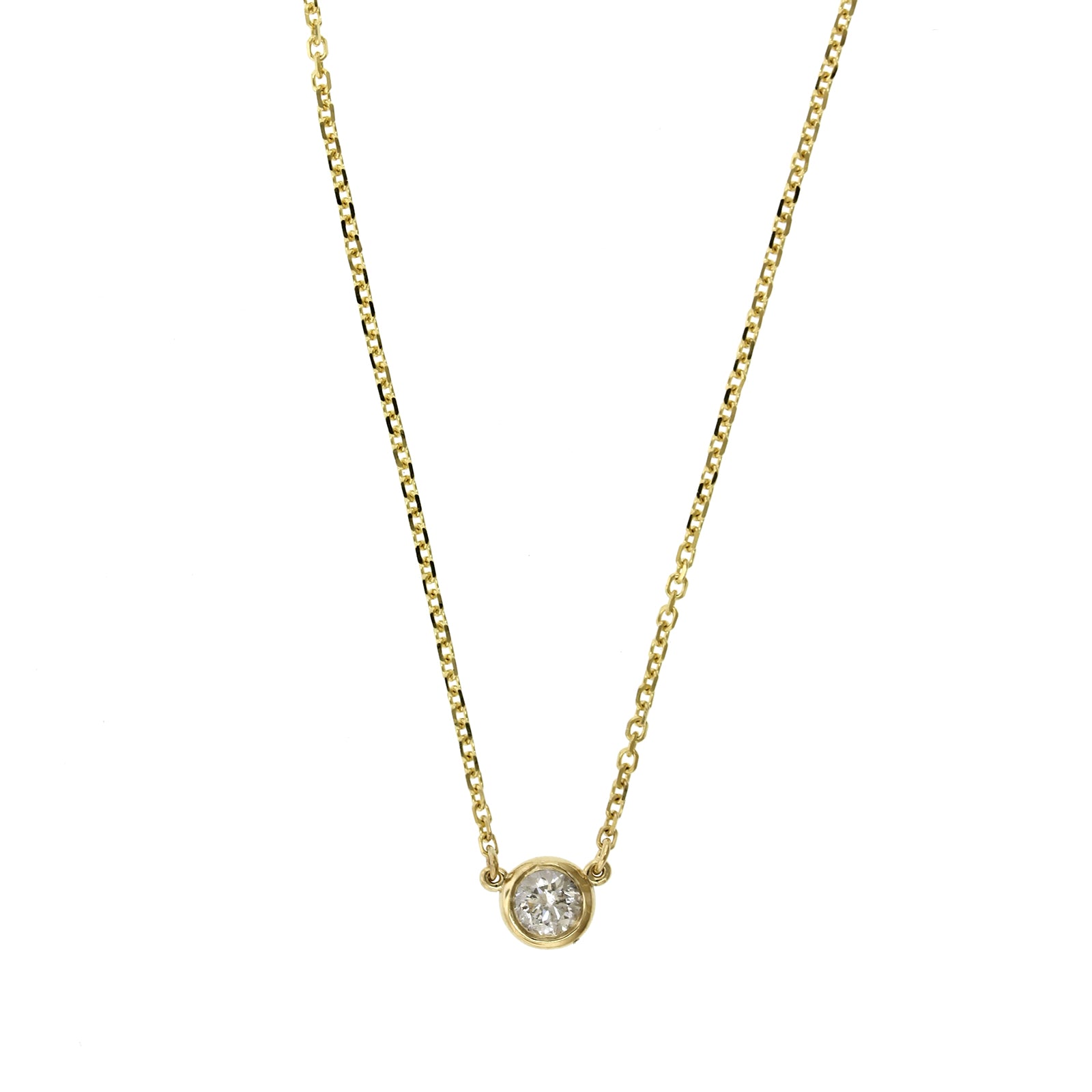 14K Yellow Gold Diamond Bezel Necklace