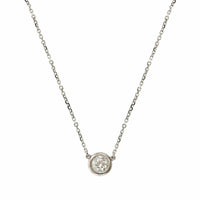 14K White Gold Diamond Bezel Necklace
