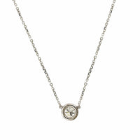 14K White Gold Diamond Bezel Necklace