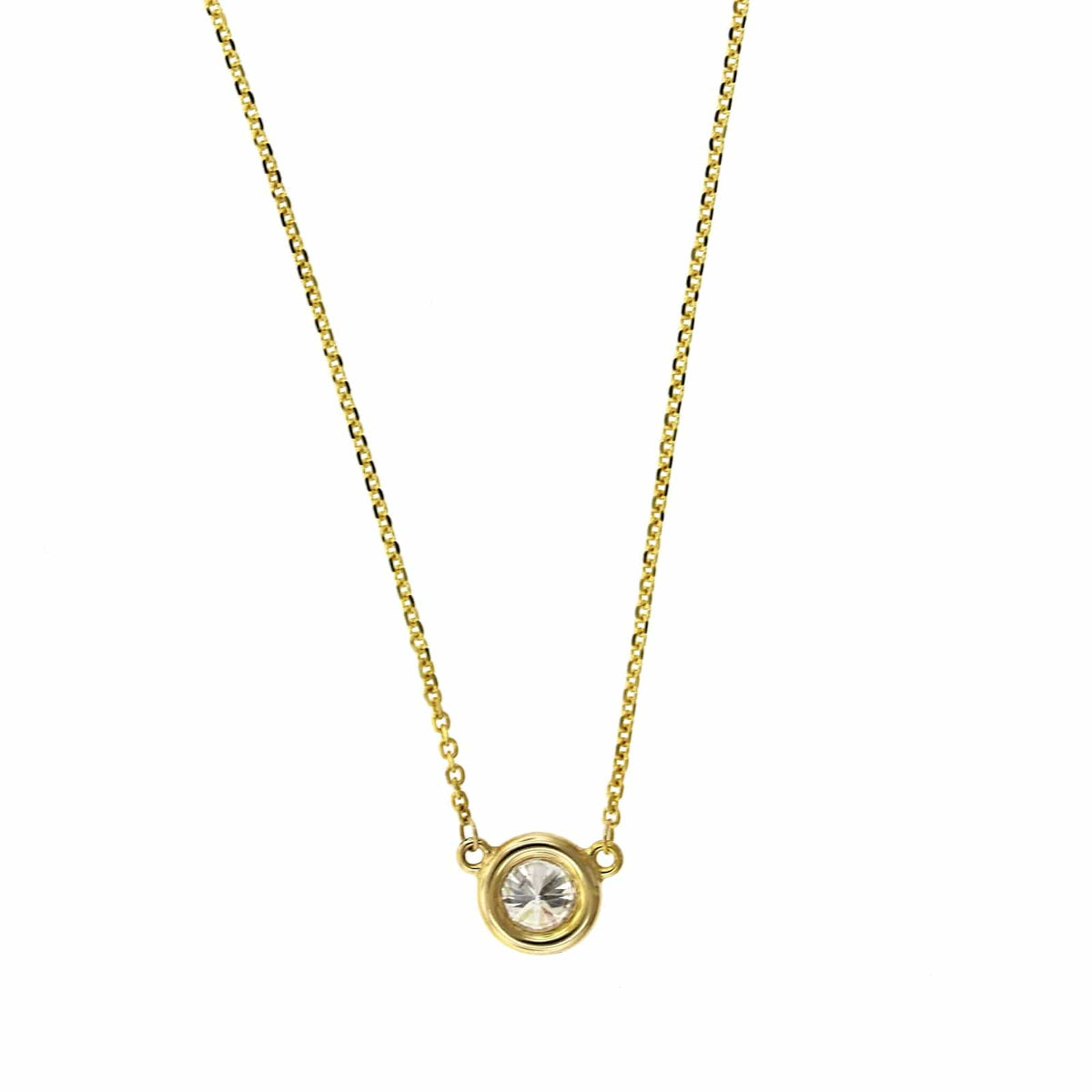 14K Yellow Gold Diamond Bezel Necklace