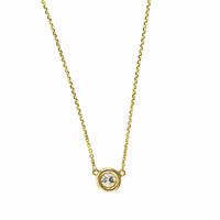 14K Yellow Gold Diamond Bezel Necklace