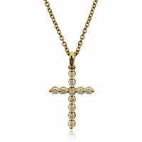 18K Yellow Gold Diamond Cross Pendant