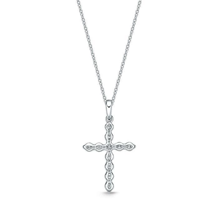 18K White Gold Diamond Cross Pendant