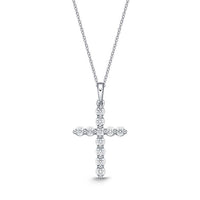 18K White Gold Diamond Cross Pendant