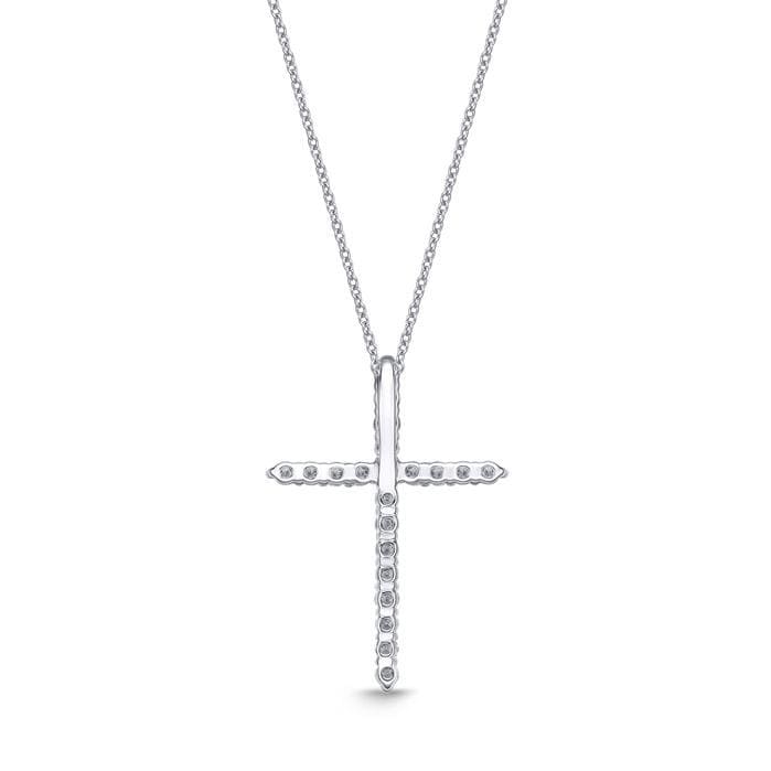 18K White Gold Diamond Cross Pendant