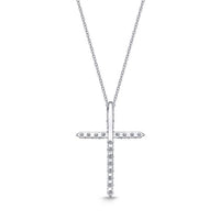 18K White Gold Diamond Cross Pendant