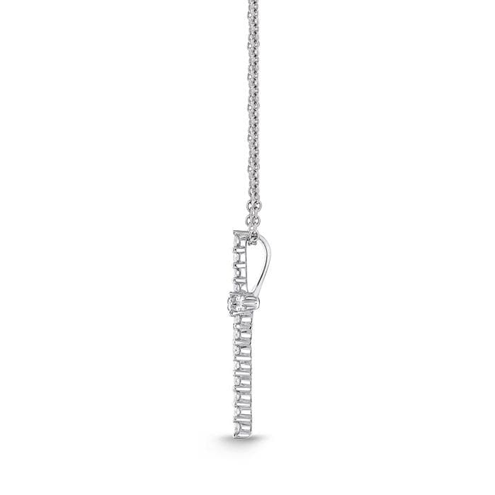 18K White Gold Diamond Cross Pendant