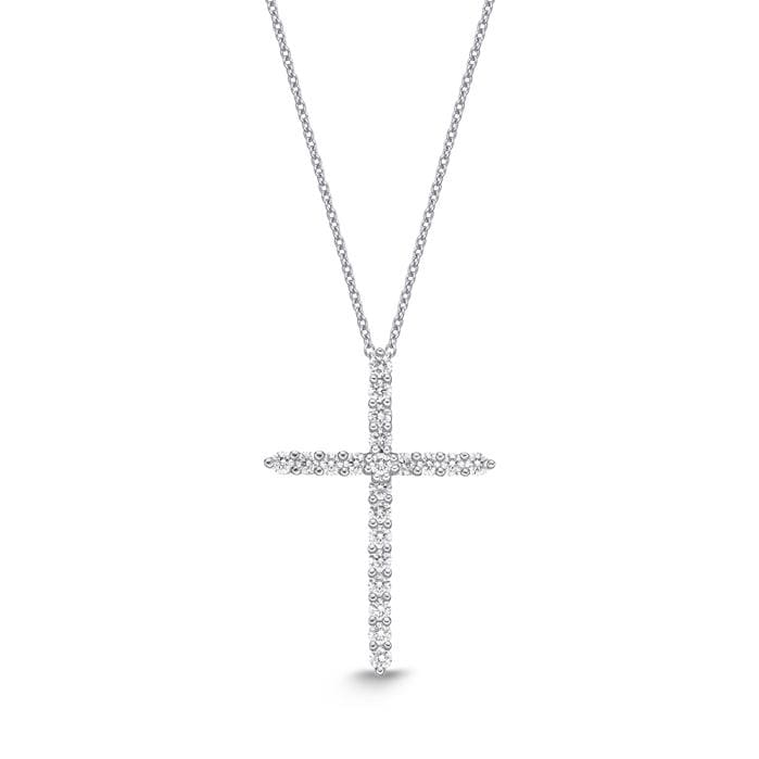 18K White Gold Diamond Cross Pendant