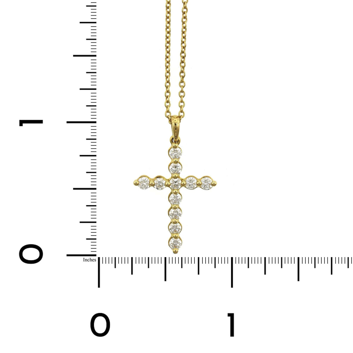 18K Yellow Gold Diamond Cross Pendant