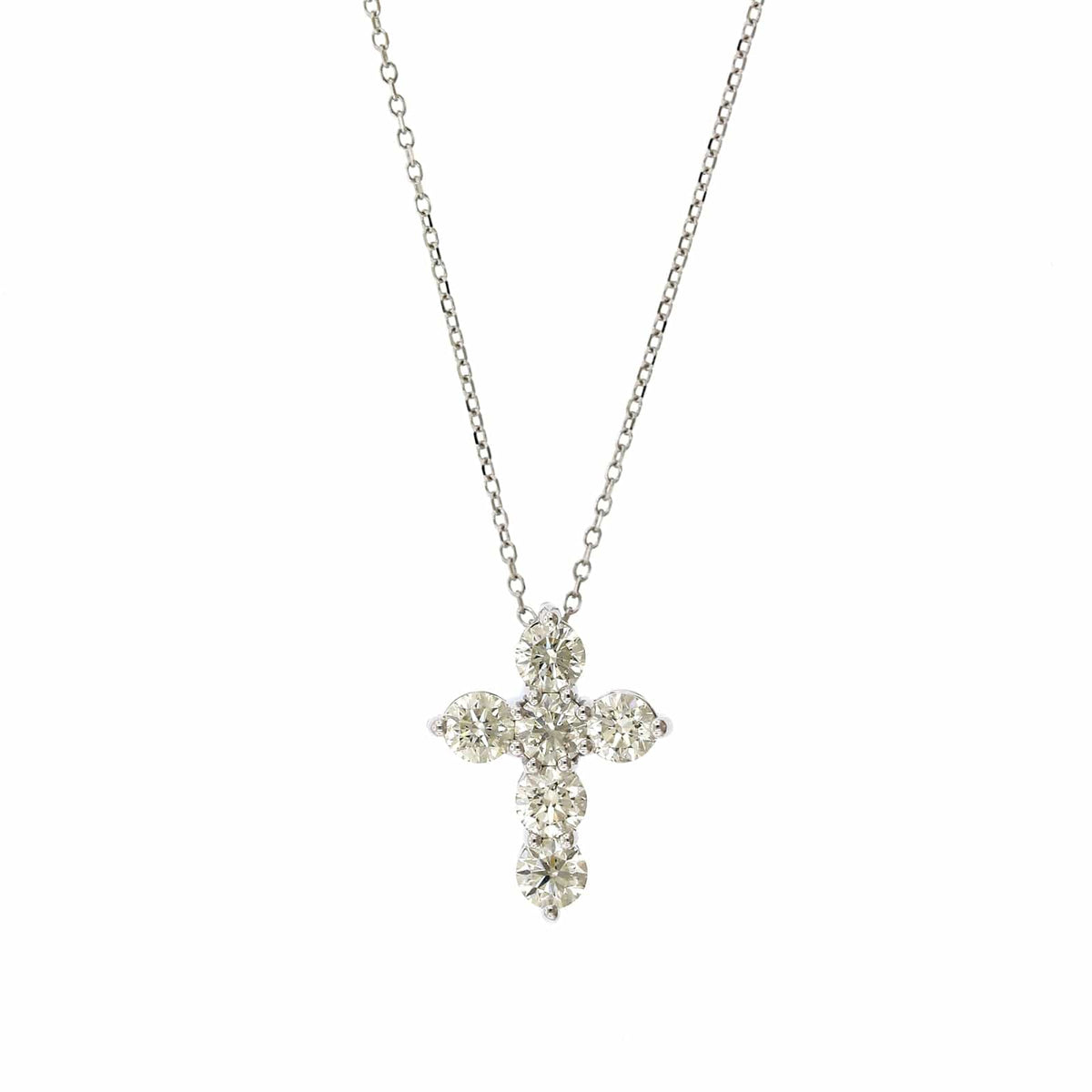 14K White Gold Diamond Cross Pendant