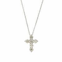 14K White Gold Diamond Cross Pendant