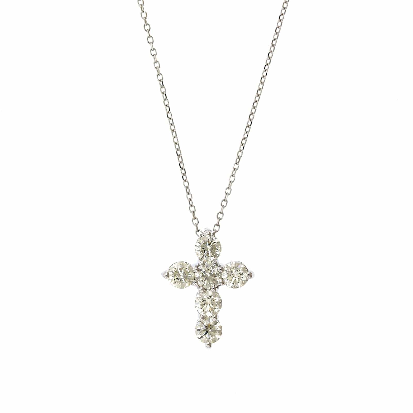 14K White Gold Diamond Cross Pendant
