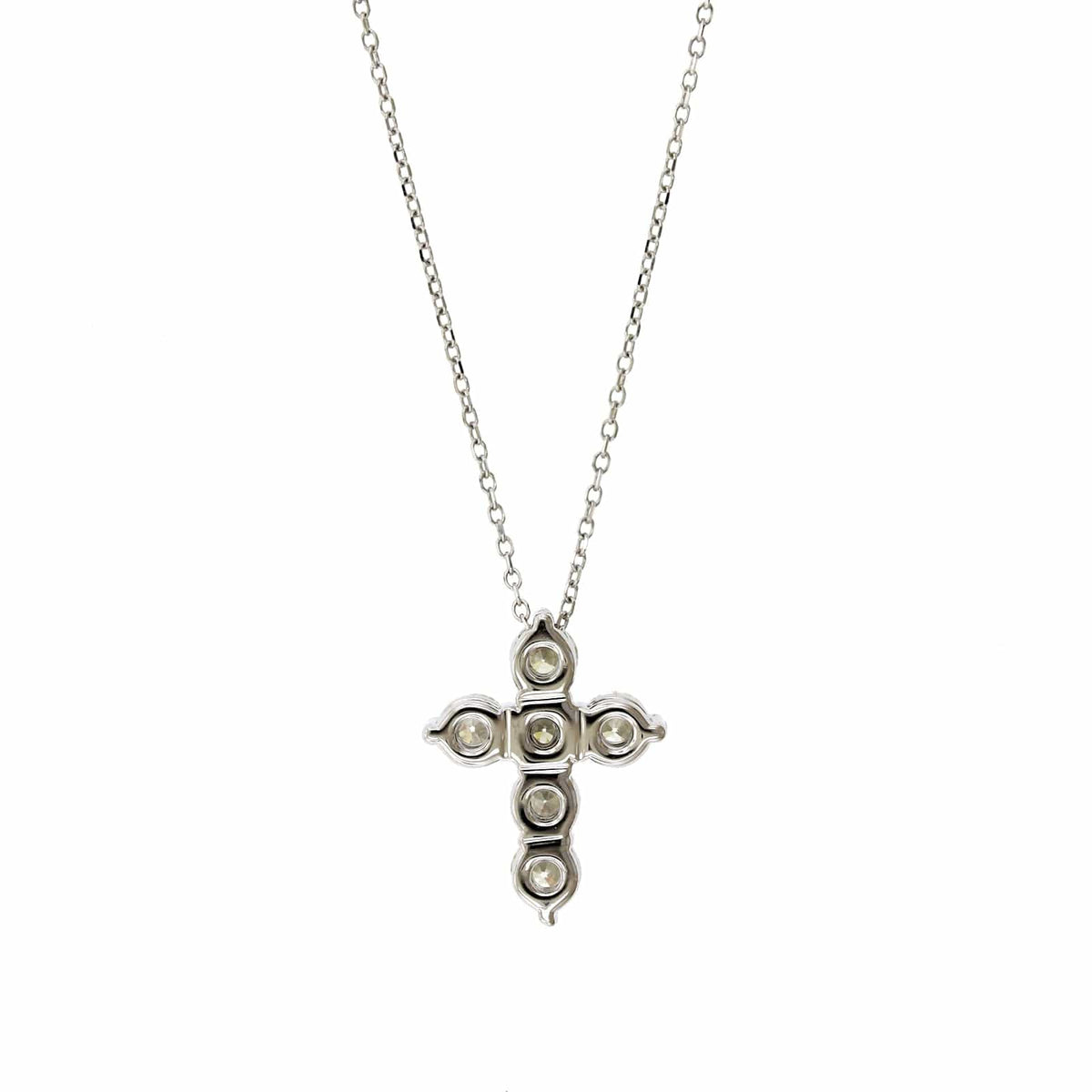 14K White Gold Diamond Cross Pendant
