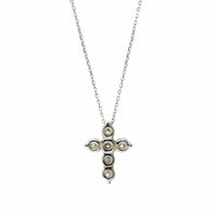 14K White Gold Diamond Cross Pendant