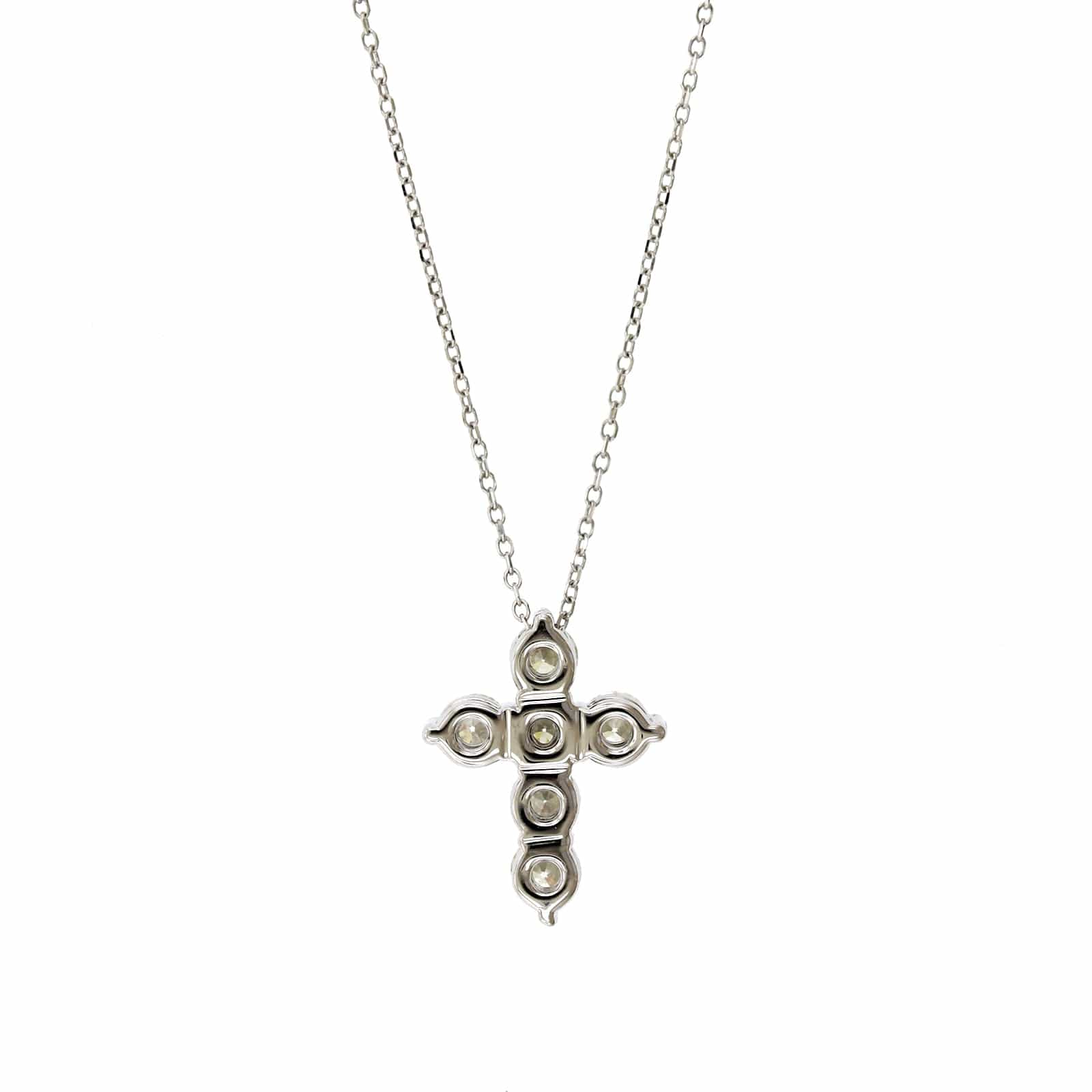 14K White Gold Diamond Cross Pendant