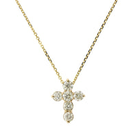 14K Yellow Gold Diamond Small Cross Necklace