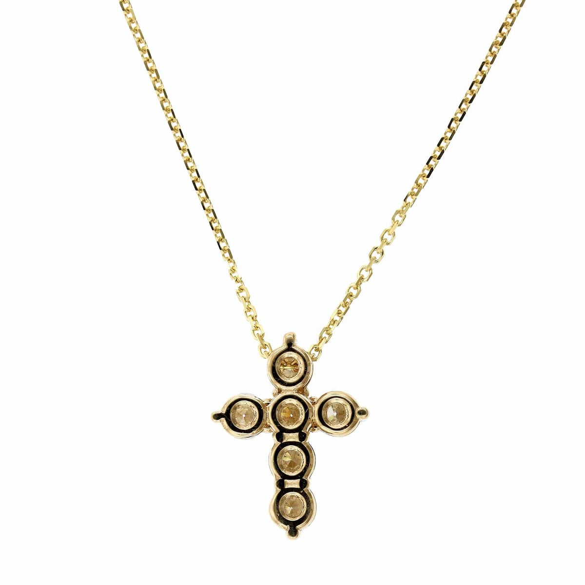 14K Yellow Gold Diamond Small Cross Necklace