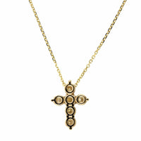 14K Yellow Gold Diamond Small Cross Necklace