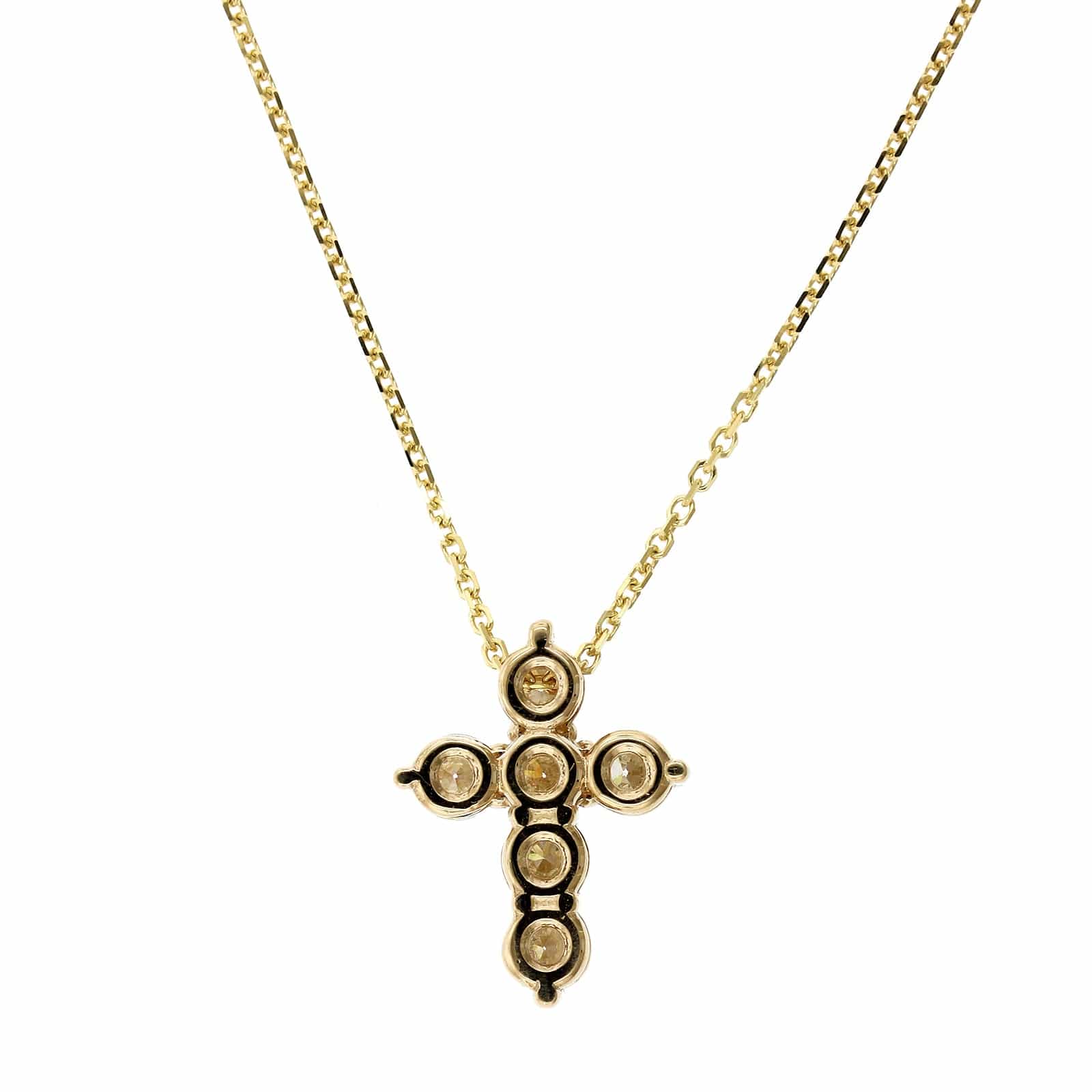 14K Yellow Gold Diamond Small Cross Necklace