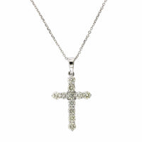 14K White Gold Diamond Cross Necklace, 14k white gold, Long's Jewelers