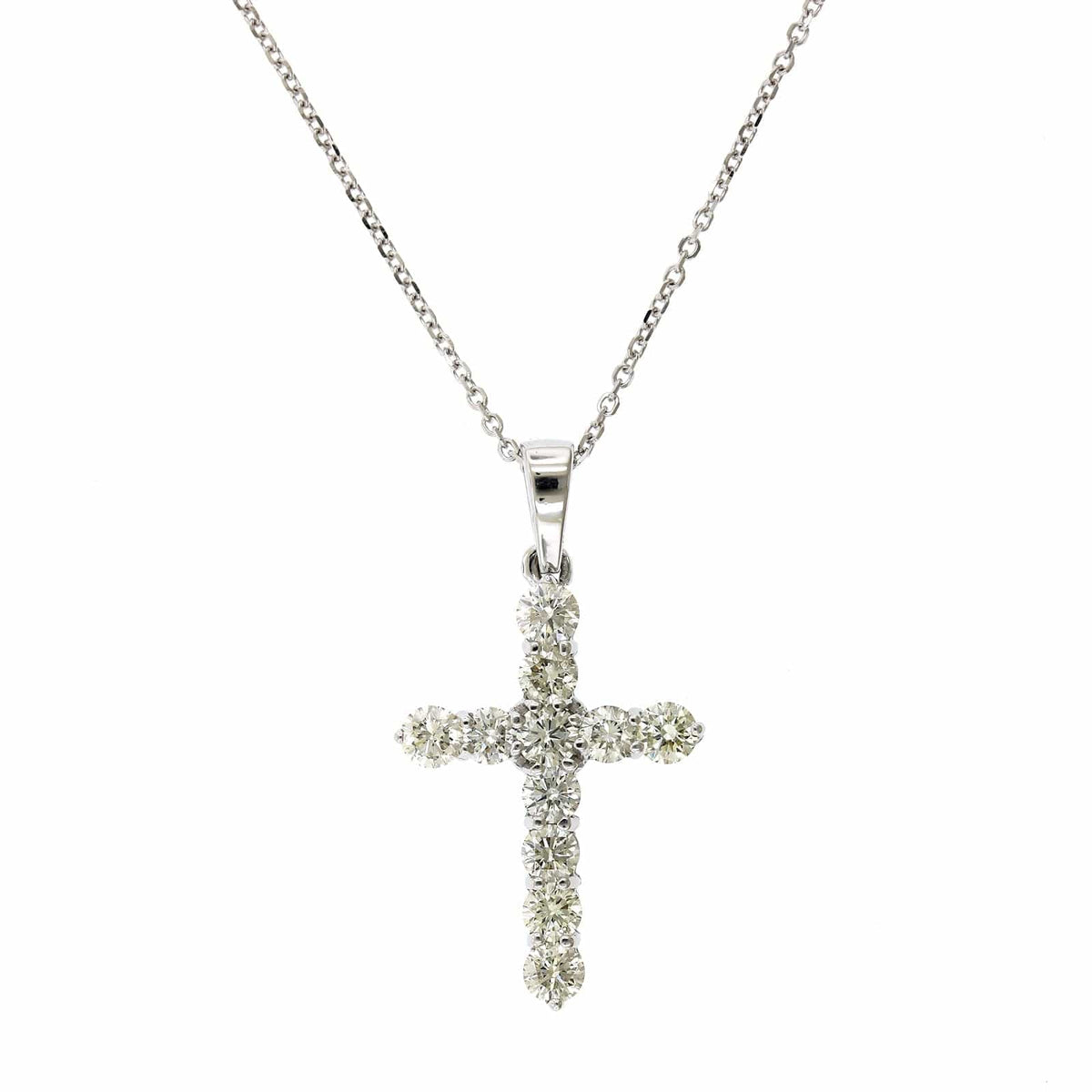 14K White Gold Diamond Cross Necklace, 14k white gold, Long's Jewelers