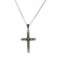 14K White Gold Diamond Cross Necklace, 14k white gold, Long's Jewelers