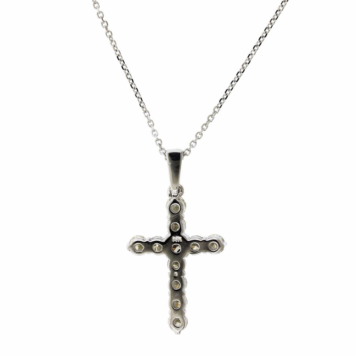 14K White Gold Diamond Cross Necklace, 14k white gold, Long's Jewelers