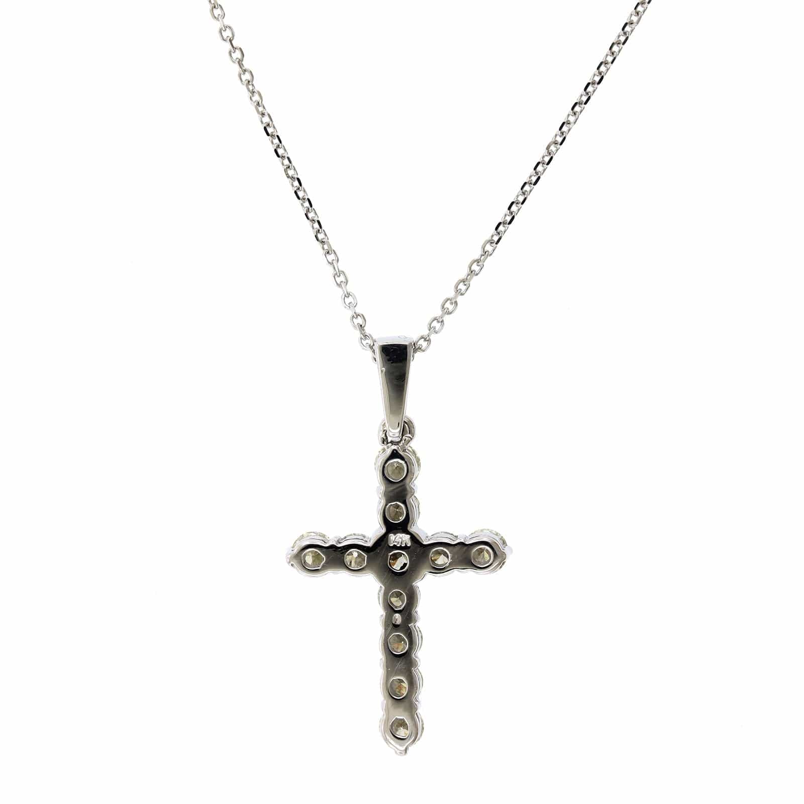 14K White Gold Diamond Cross Necklace, 14k white gold, Long's Jewelers