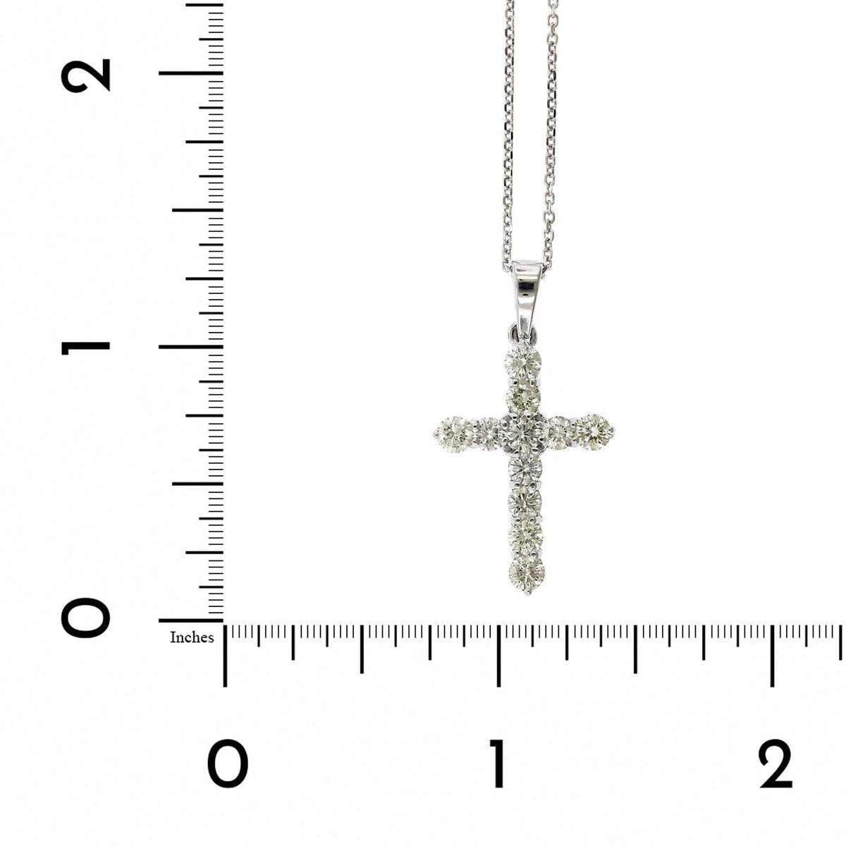 14K White Gold Diamond Cross Necklace, 14k white gold, Long's Jewelers