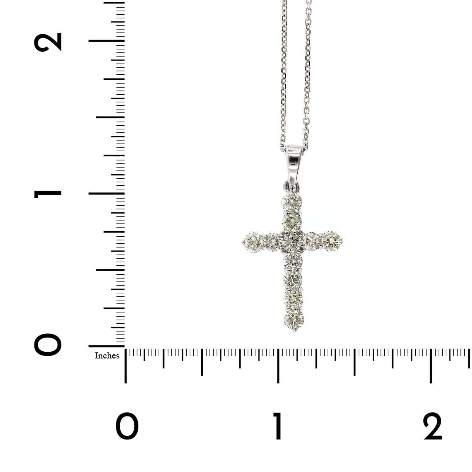 14K White Gold Diamond Cross Necklace, 14k white gold, Long's Jewelers
