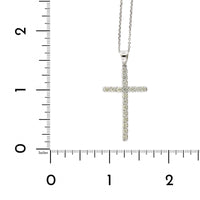 14K White Gold Slim Diamond Cross Necklace, 14k white gold, Long's Jewelers