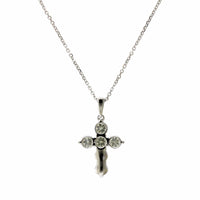 14K White Gold Small Diamond Cross Necklace, 14k white gold, Long's Jewelers