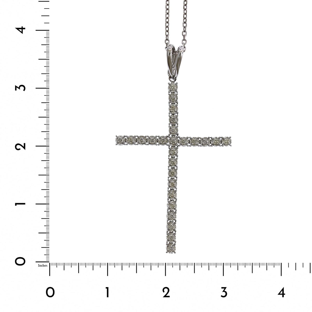 14K White Gold Slim Diamond Cross Necklace