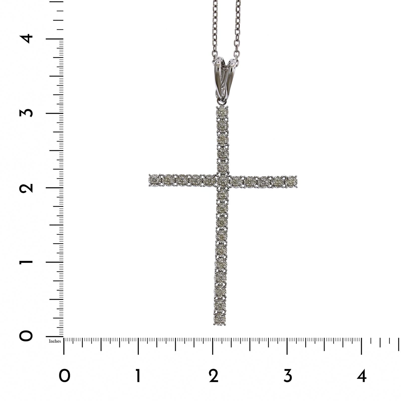 14K White Gold Slim Diamond Cross Necklace