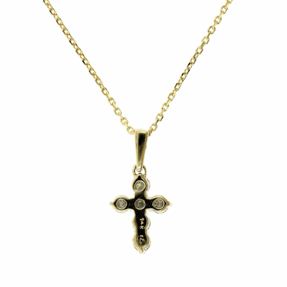 14K Yellow Gold Small Diamond Cross Necklace, 14k yellow gold, Long's Jewelers