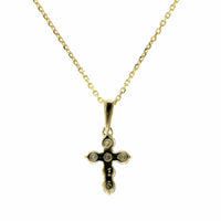 14K Yellow Gold Small Diamond Cross Necklace, 14k yellow gold, Long's Jewelers