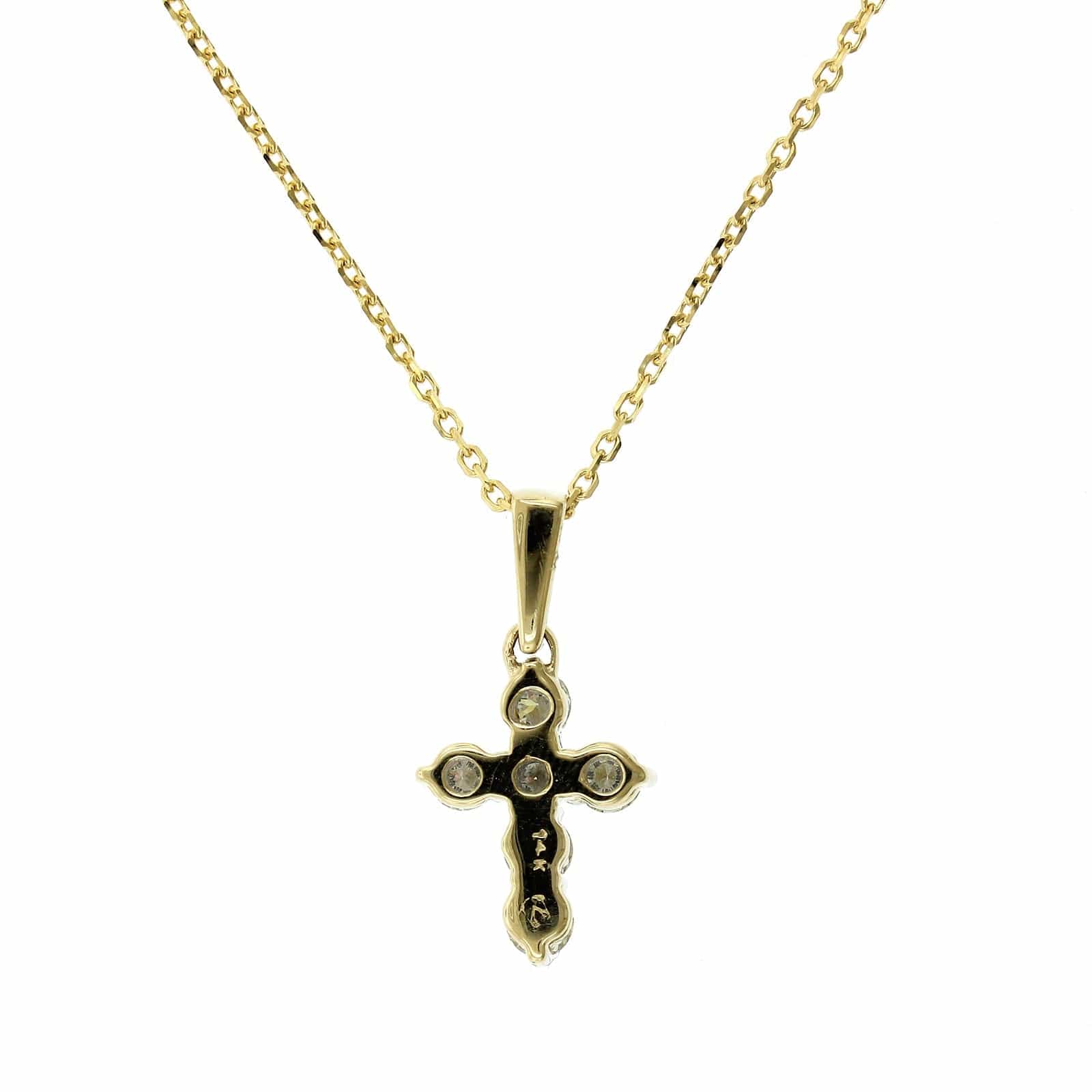 14K Yellow Gold Small Diamond Cross Necklace, 14k yellow gold, Long's Jewelers