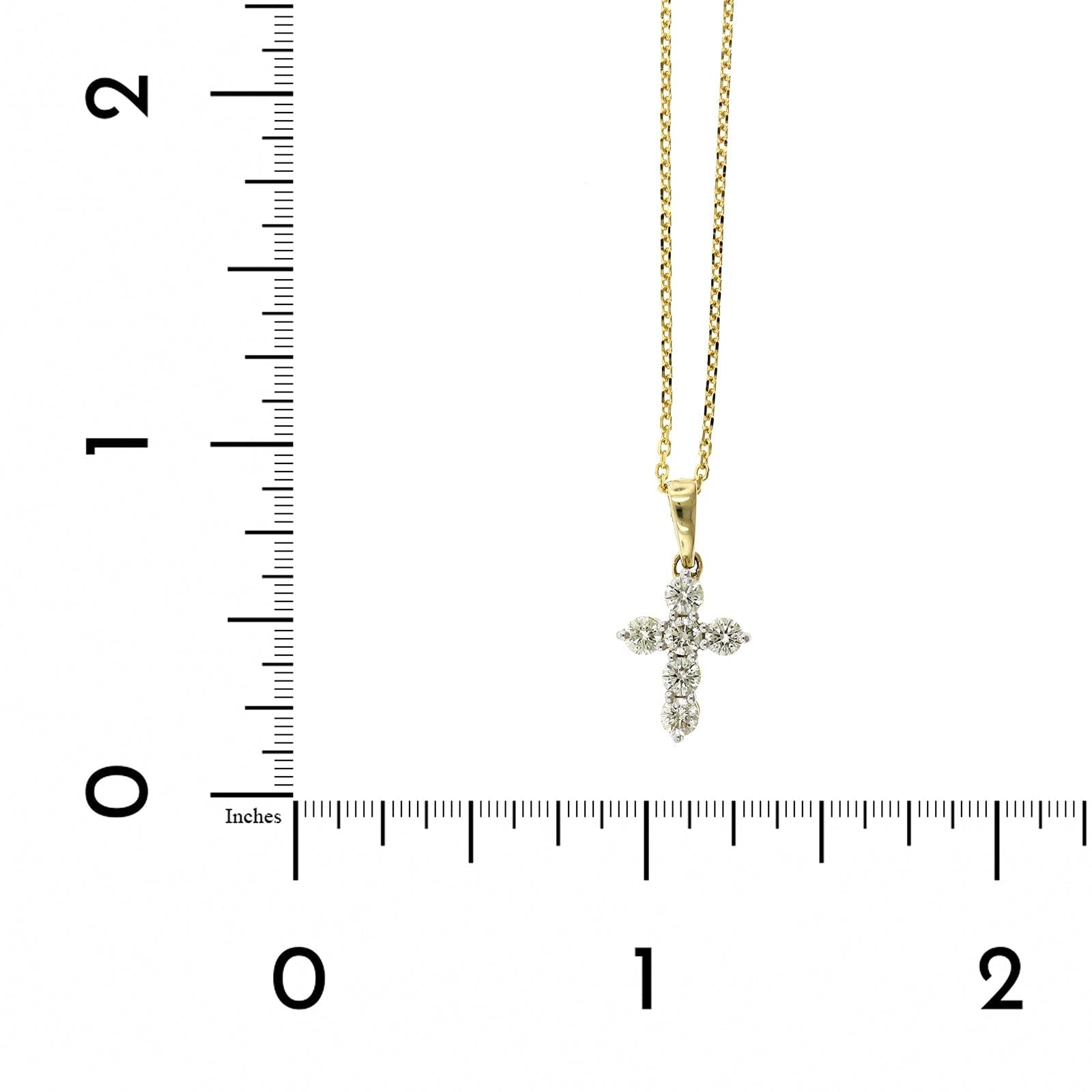 14K Yellow Gold Small Diamond Cross Necklace, 14k yellow gold, Long's Jewelers