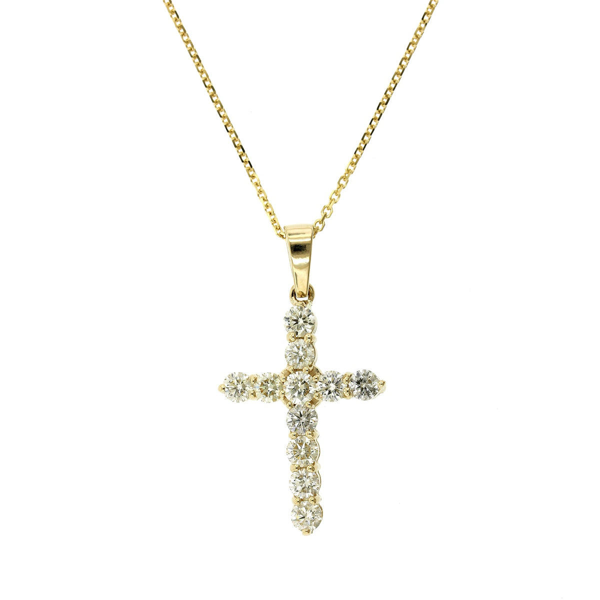 14K Yellow Gold Diamond Cross Necklace, 14k yellow gold, Long's Jewelers