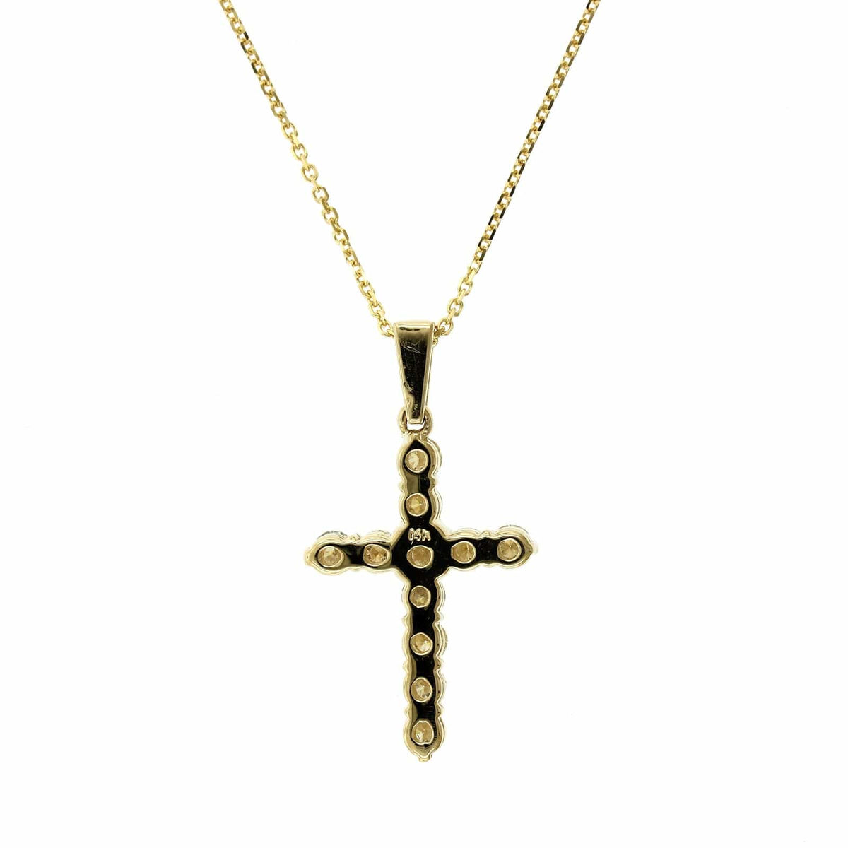 14K Yellow Gold Diamond Cross Necklace, 14k yellow gold, Long's Jewelers